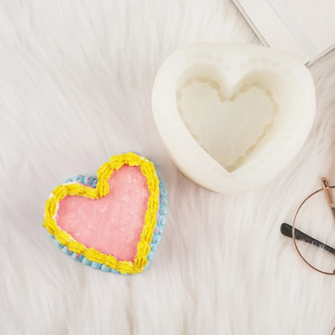 Heart Shaped Silicone Mold Wavy Texture For DIY Cake Candle Soap Making Plaster Aroma Craft Tools Romantic Decorative