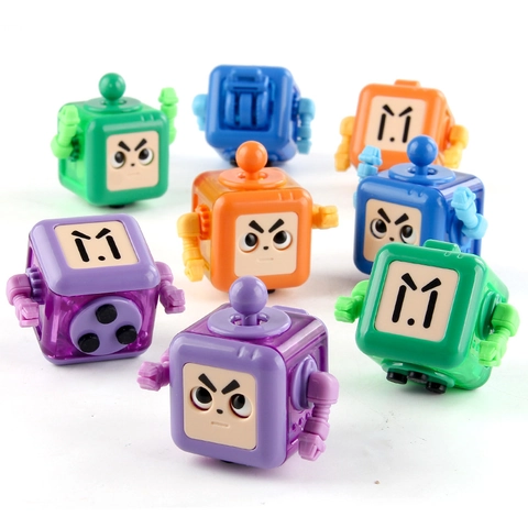 Fidget Robot Stress Relief Toy Cube With Joystick Button Rotating Dial For Kids And Adults Sensory Anxiety Relief Matte Plastic Desktop Gadget