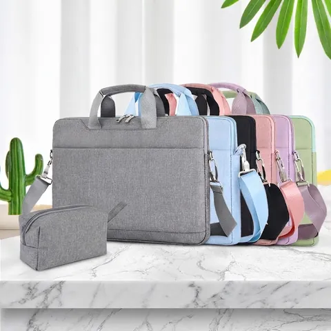 Borsa Per Laptop E Custodia Accessori PU Impermeabile Fodera Velluto Manico Tracolla Fascia Trolley Business