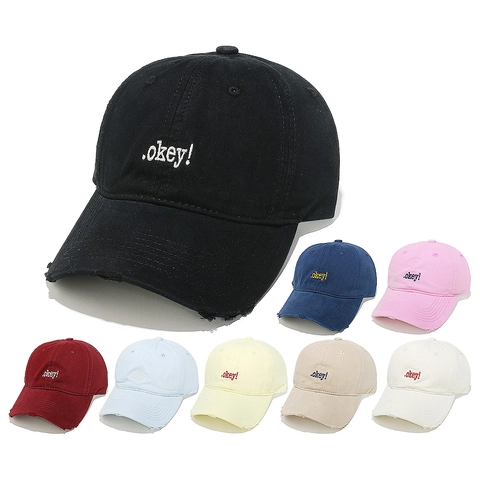 Cotton Baseball Cap Distressed Retro Letter Embroidery Sunshade Adjustable Strap Casual Streetwear Hat For Men Women