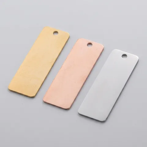 Blanco Hangers Roestvrij Staal Rechthoek Verticale Staaf Enkele Gat Spiegel Gepolijst Voor DIY Sieraden Maken Graveren