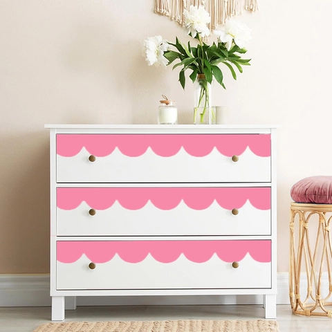 Scalloped Wave Edge Wall Stickers PVC Self-Adhesive Furniture Border Decor Decals For Cabinet Wall Corner Cute Style