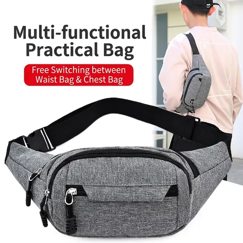 Men Chest Bag Oxford Cloth Multi Pocket Adjustable Strap Casual Sporty Waist Bag Sling Pack Urban Travel