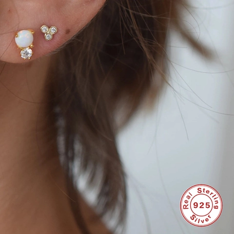 Orecchini A Lobo In Argento Sterling 925 Con Opale E Zirconia Stella Sole Farfalla Gioielli Minimalisti Per Donne