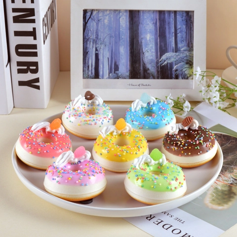 Simulation Donut Model PU Slow Rebound Realistic Fake Food Dessert Fridge Magnet Home Decor Kitchen Photography Prop