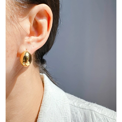 Boucles D'oreilles Créoles Grosses Goutte Femmes Laiton Poli Forme D'oeuf Géométrique Bijoux Modernes