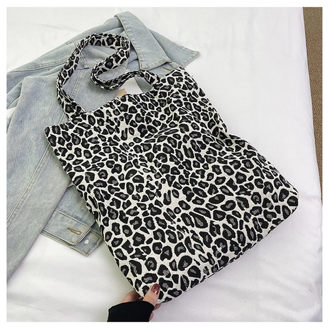 Υφασμάτινη Τσάντα Tote Animal Print Μοτίβο Λεοπάρ Ζέβρα Μεγάλη Χωρητικότητα Ελαφριά Μίνιμαλ Καθημερινή Τσάντα Ώμου Για Γυναίκες