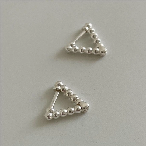 Triangle Bead Earrings 925 Sterling Silver Geometric Minimalist Korean Ins Style Jewelry For Women
