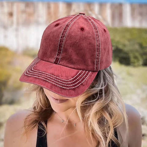 Gorra De Béisbol De Algodón Lavado Vintage Color Sólido Desgastado Sombrero De Sol Con Hebilla Ajustable Para Hombre Mujer