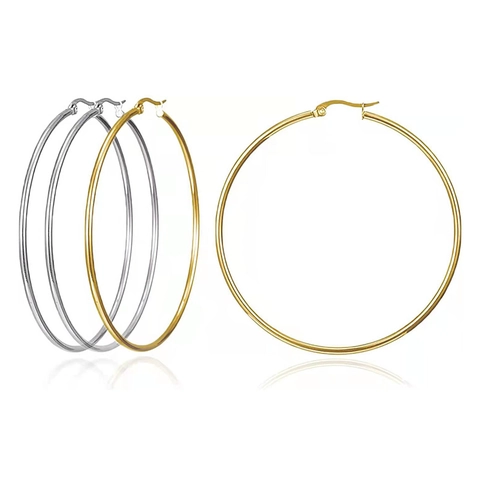 Hoop Ohrringe Edelstahl Vergoldet Hochglanzpoliert Übergroß Modeschmuck Für Frauen Klassischer Kreis