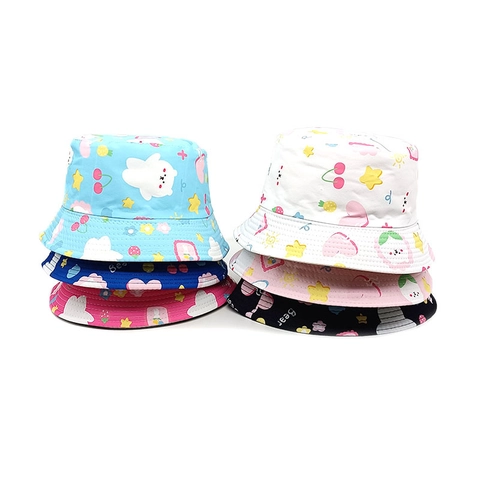 Cappello Pescatore Bambini Stampa Orso Reversibile Protezione Solare Estate Per Ragazzi Ragazze Traspirante