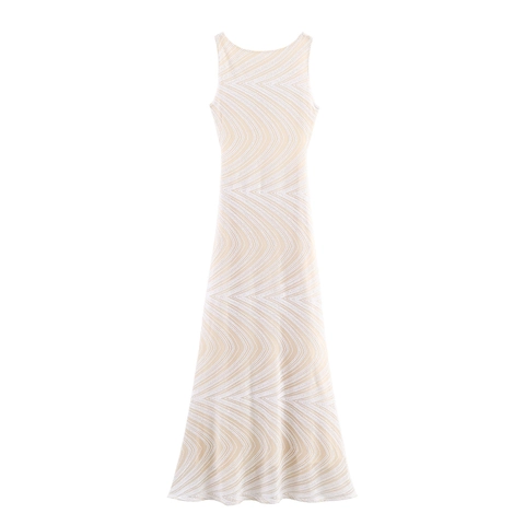 Abito Lungo Senza Maniche Con Paillettes Schiena Scoperta Motivo A Onde Elegante Vestibilità Aderente Mesh Festa Serale Glamour Per Donna
