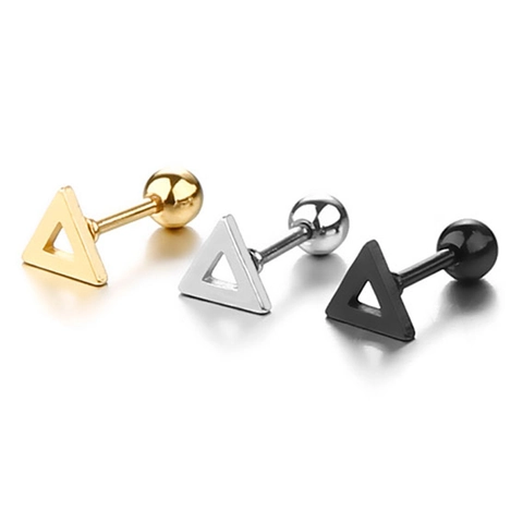 Orecchini a Bottone Geometrici in Acciaio Inossidabile Semplice Moda Stella Triangolo Quadrato Rotondo Gioielli Minimalisti