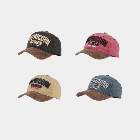 Berretto Da Baseball In Cotone Lavato Vintage Visiera In Ecopelle Ricamo Capricorn Cappello Regolabile Per Uomini Donne