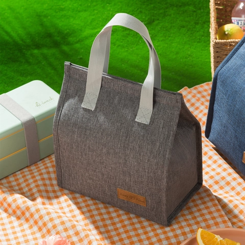 Minimalistische Isolierte Lunchtasche Oxford-Stoff Alufolie Thermische Bento-Tragetasche Tragbar Wasserdicht