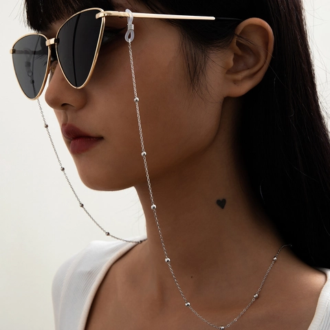 Metal Bead Glasses Chain Non-Slip Lanyard Mask Strap Neck Hanging Anti-Lost Holder Accessory Simple Elegant