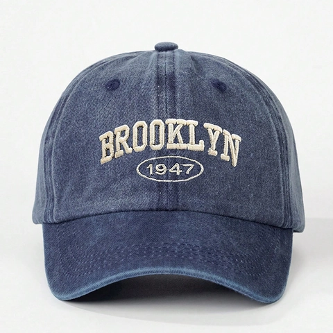 Cappello Da Baseball Cotone Lavato Brooklyn 1947 Ricamo Vintage Regolabile Cappello Da Sole Retrò Casual All Aperto