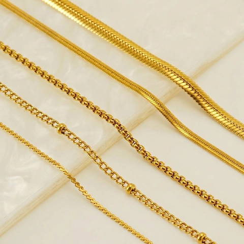Stainless Steel Necklace Chain 18K Gold Plated Snake Box Chain DIY Jewelry Making Minimalist Fashion Women Accessory