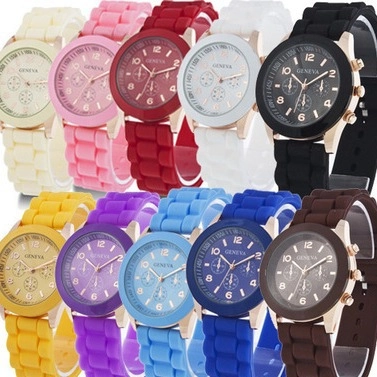 Womens Quartz Watch Fashion Jelly Color Silicone Strap Decorative Sub Dials Casual Wristwatch For Students