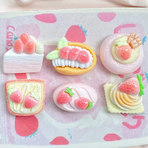 Ciondoli In Resina Per Dessert Alla Fragola Per Fermagli Per Capelli Fai Da Te Decorazione Per Custodia Del Telefono Cibo In Miniatura Kawaii