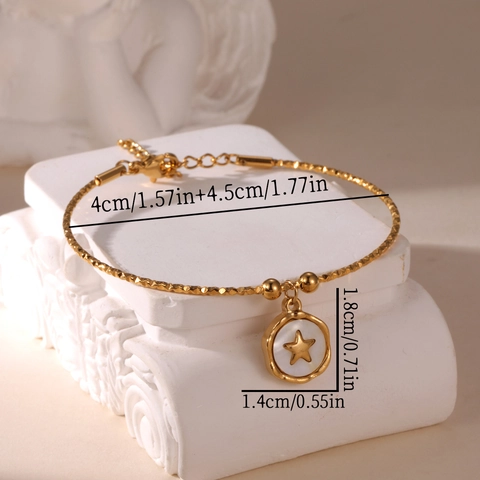 Edelstahl Vergoldet Armband Mit Herz Stern Anhänger Strass Künstliche Perle Armreif Mode Schmuck Geschenk Für Damen