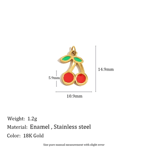 Frucht Kirsche Erdbeere Anhänger Edelstahl 18K Vergoldet Emaille Charms DIY Schmuckherstellung Mode Frauen