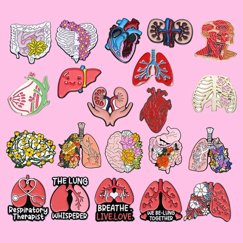 Anatomisch Orgaan Emaille Speld Pin Zinklegering Hart Long Hersenen Medische Sieraden Voor Artsen Verpleegkundigen Cadeau