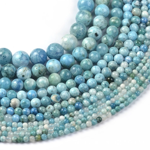 Natural Stone Hemimorphite Round Loose Beads Blue Polished Gemstone Strand For DIY Jewelry Making Bracelet Necklace Findings