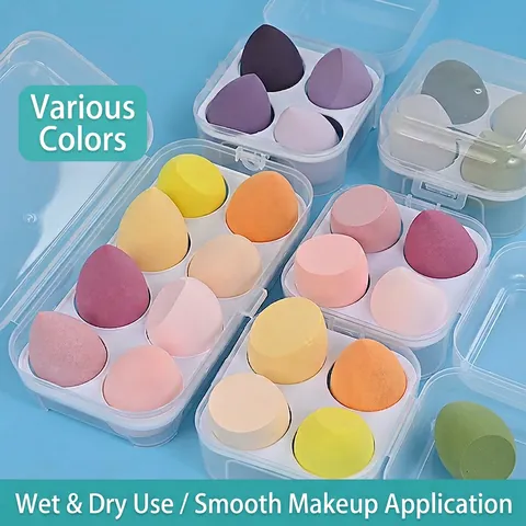 Esponjas De Maquillaje Beauty Blenders Poliuretano Hidrófilo Suave Uso En Seco Y Húmedo Aplicación De Base Con Caja Transparente