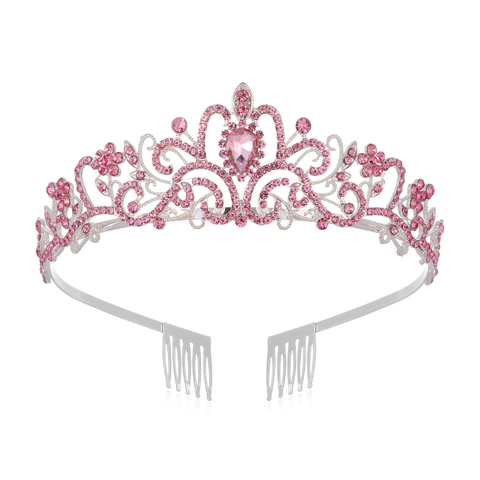 Elegante Lega Rhinestone Sposa Tiara Corona Per Matrimonio Compleanno Festa Donne Accessori Capelli Con Pettini