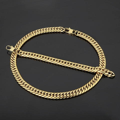 Collana E Bracciale A Catena Cuban Link Da Uomo Acciaio Inossidabile Gioielli Hip Hop Moda