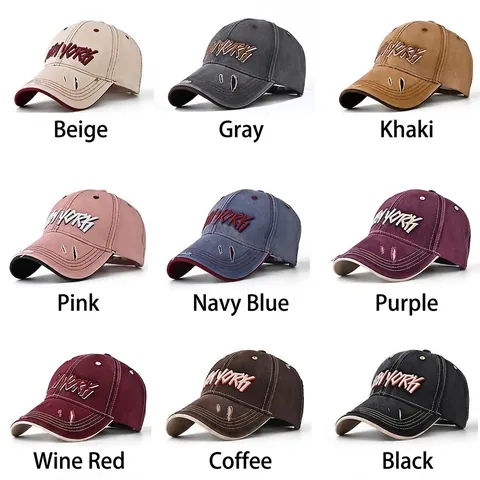 Cappello Da Baseball In Cotone Lavato Ricamo New York Retro Streetwear Cappello Da Sole Regolabile Unisex
