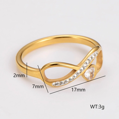 304 Stainless Steel Infinity Heart Ring Gold Silver Rose Gold Zirconia Inlaid Stackable Finger Ring For Women Jewelry Gift