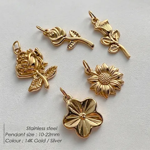 Ciondoli a Forma di Fiore in Acciaio Inossidabile Vintage per Creazione di Gioielli Fai-da-te Oro Rosa Girasole Strass