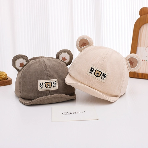 Gorra Béisbol Pana Bebé Orejas Oso 3D Ala Suave Sombrero Sol Infantil Ajustable Dibujos Animados Otoño Invierno