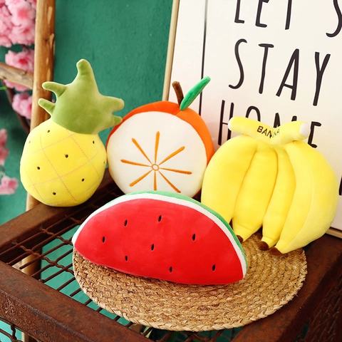 Simulation Fruit Vegetable Plush Toy Soft Stuffed Pineapple Banana Carrot Watermelon Doll Gift Decor For Claw Machine