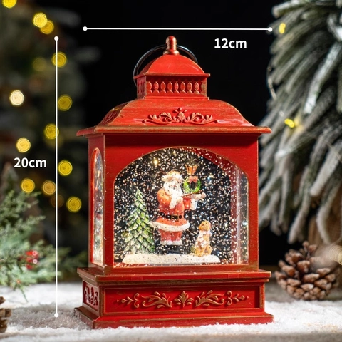 Lanterna Palla Di Neve Di Natale LED Illuminata Effetto Neve Musicale Babbo Natale Renna Decorazione Da Tavolo Retro