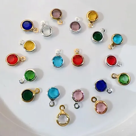 Runde Bunte Zirkon Glas Charms Kupfer Rand Anhänger Für DIY Halskette Armband Ohrring Schmuckherstellung