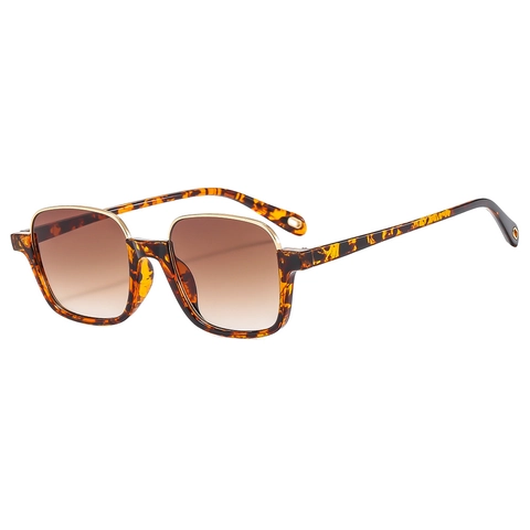 Mode Retro Vierkante Zonnebril UV400 Bescherming PC Frame Metaal Detail Verloop Lens Buiten Reizen Brillen Dames Heren