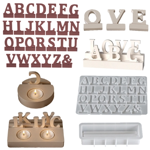 Moules En Silicone Alphabet Pour Résine DIY Lettres Majuscules Base De Chandelier Moule De Coulée Pour Plâtre Ornements De Décoration