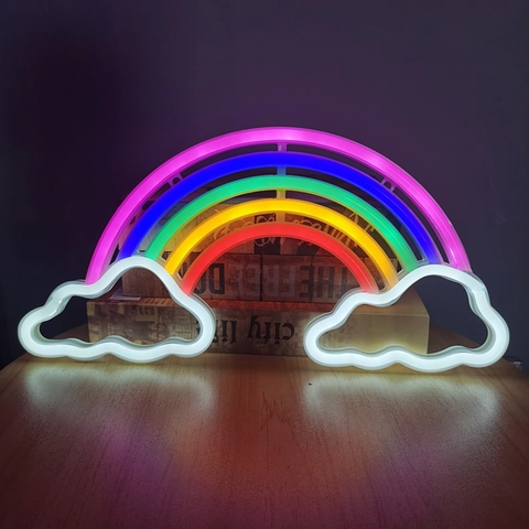 LED Neon Sign Rainbow And Cloud Wall Hanging USB Battery Powered PC Atmosphere Light For Bedroom Christmas Party Decoration