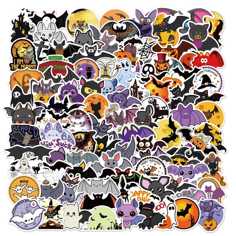 Halloween Cartoon Aufkleber Wasserdichte PVC Mattfolie Kürbis Fledermaus Geist Für Laptop Koffer Notizbuch DIY Dekoration