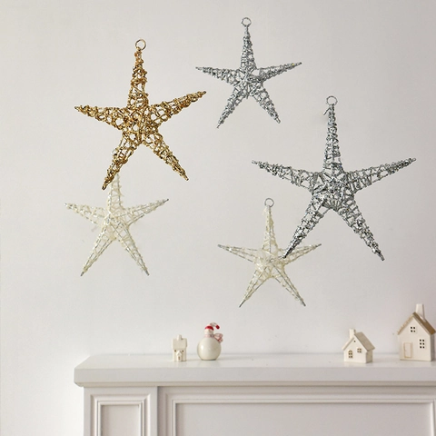 Decorazione Sospesa a Stella di Natale in Ferro Con Glitte Stella Marina Ornamento Creativo Per Soffitto Per Negozio Festa Casa
