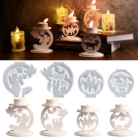 Stampo In Silicone DIY Portacandele Foresta Di Montagna Luna Stella Ornamento Fusione Resina Epossidica Strumento Di Artigianato