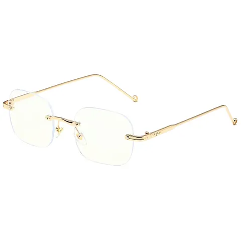Occhiali Da Sole Quadrati Senza Montura Montatura In Metallo Vintage Lenti Color Caramello Protezione UV Moda Donne Uomini