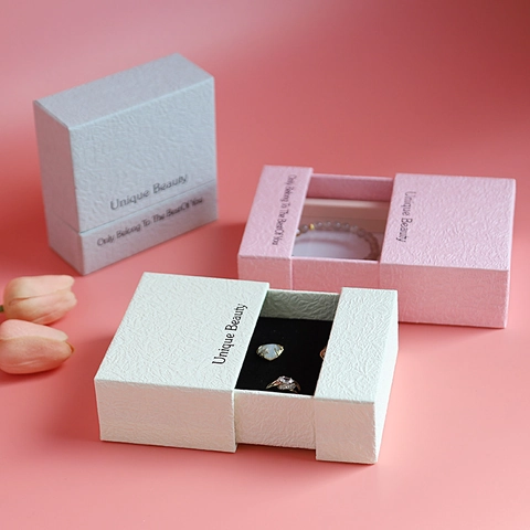 Organizzatore Imballaggio Gioielli Carta Texturizzata Cassetto Conservazione Per Anello Orecchino Collana Bracciale Elegante Minimalista