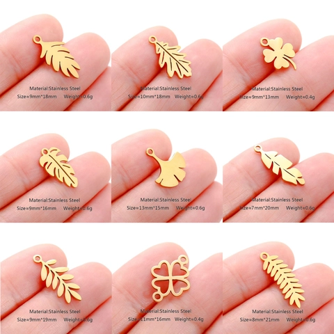 Dijes Colgantes De Hoja De Acero Inoxidable 304 Hueco Trébol Ginkgo Monstera Para Hacer Joyas DIY Accesorios