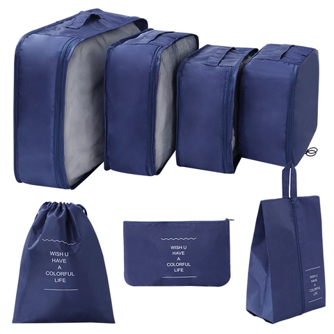 Bolsas Organizadoras de Equipaje de Viaje de Sarga Cubos de Embalaje Impermeables Surtido de Bolsas de Almacenamiento para Maleta para Ropa y Zapatos