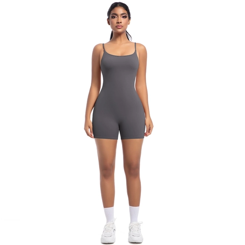 Women Yoga Bodysuit Sleeveless Nude Feel Fitness Romper Sports Tight One Piece Jumpsuit Solid Color Athleisure Wear Gym Workout Top And Bottom
