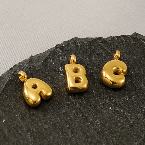 Pendente Lettera Bolla Placcato Oro 18K Acciaio Inossidabile 3D Iniziale Alfabeto Charm Gioielli DIY Minimalista Per Donne